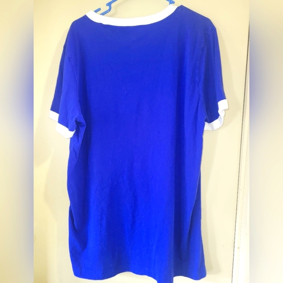 VICTORIAS SECRET PINK CAMPUS RINGER LOGO TEE SHIRT BLUE - Picture 2 of 2